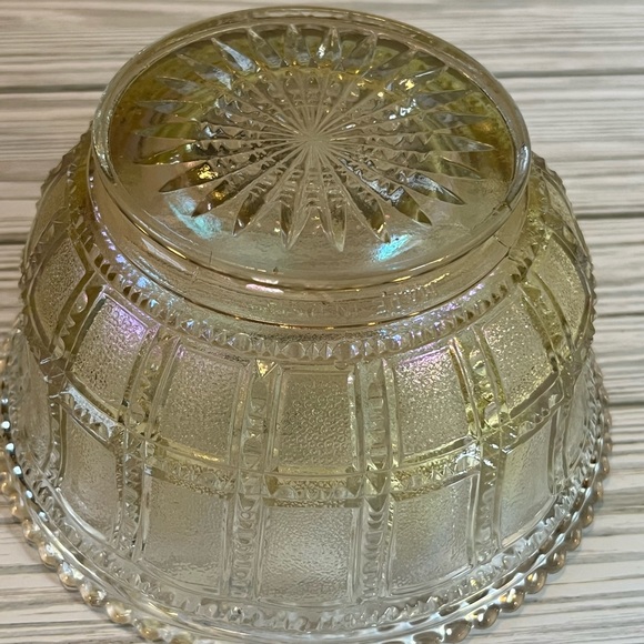 Vintage Lenox Imperial Glass Beaded Block Carnival Glass Bowl #1 Frosted - Picture 4 of 11